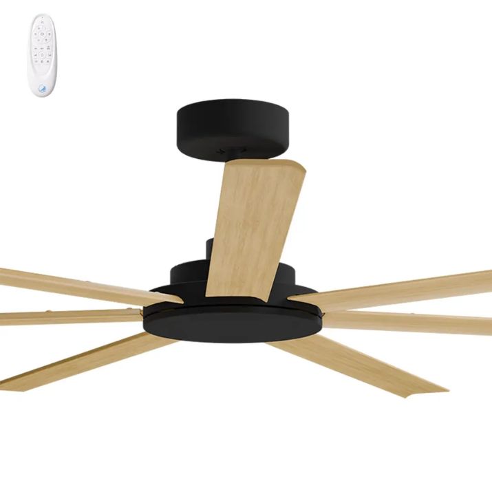 Calibo Alula 60" (1524mm) 7 Blade Indoor/Outdoor DC Ceiling Fan & Remote - Black & Bamboo