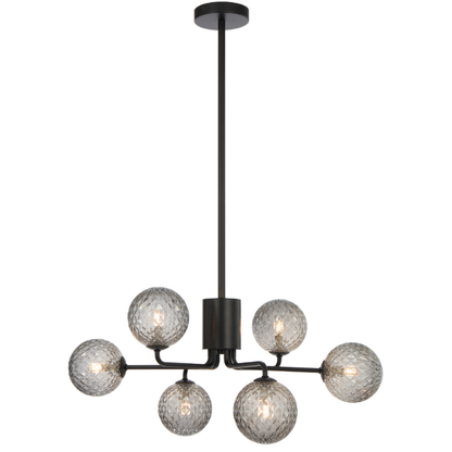 FELTON 6 Pendant Light - Black/Smoke Tear