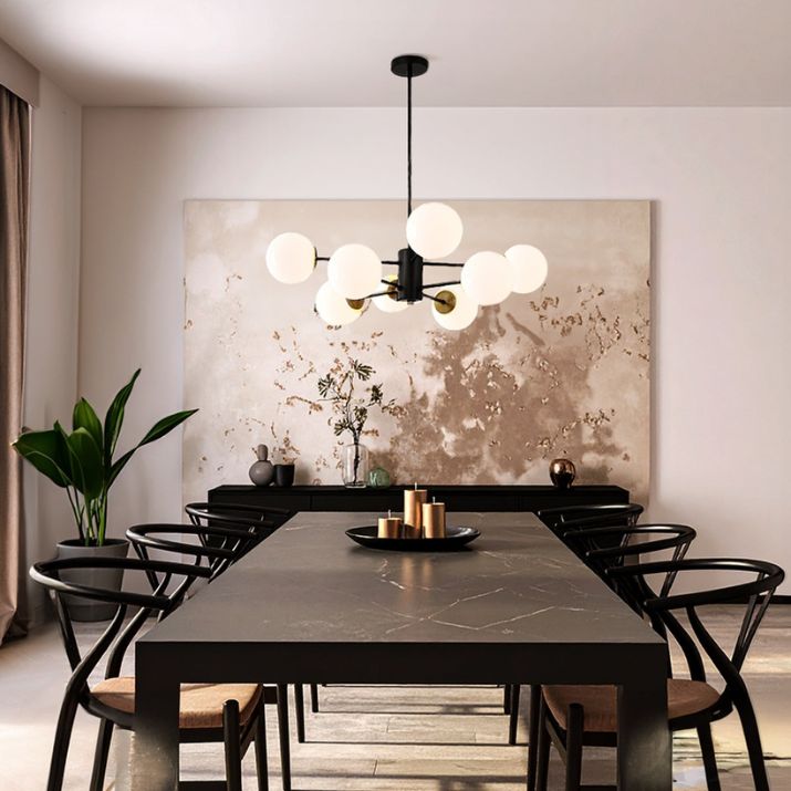 Marsten 8 Pendant Light - Black | Opal Matt