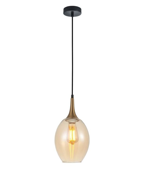 BROTE: Retro Interior Bronze Amber Wine Glass Shape Pendant Lights