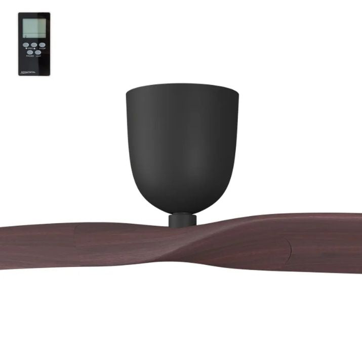 2 Blade 50" Aeratron AE2+ DC Ceiling Fan With Remote - Black with Dark Walnut Blades