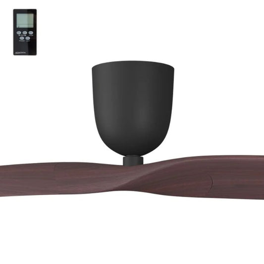 2 Blade 50" Aeratron AE2+ DC Ceiling Fan With Remote - Black with Dark Walnut Blades