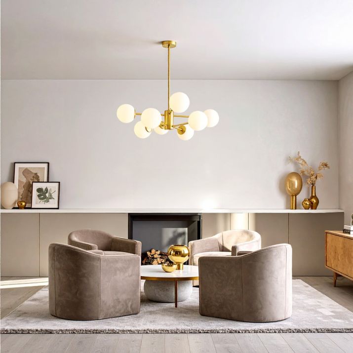 Marsten 8 Pendant Light - Antique Gold | Opal Matt