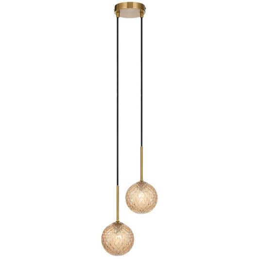 GASTON 2 Pendant Light - Antique Gold/Amber Tear