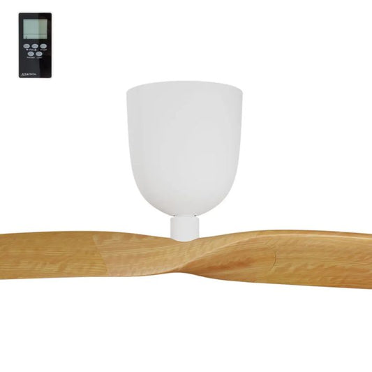 2 Blade 50" Aeratron AE2+ DC Ceiling Fan With Remote - White with Light Woodgrain Blades