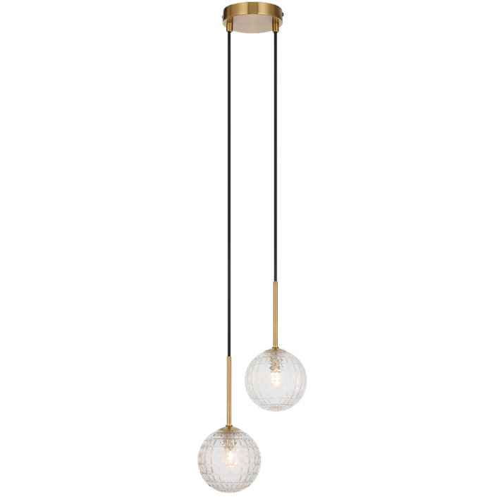 GASTON 2 Pendant Light - Antique Gold/Clear Prism
