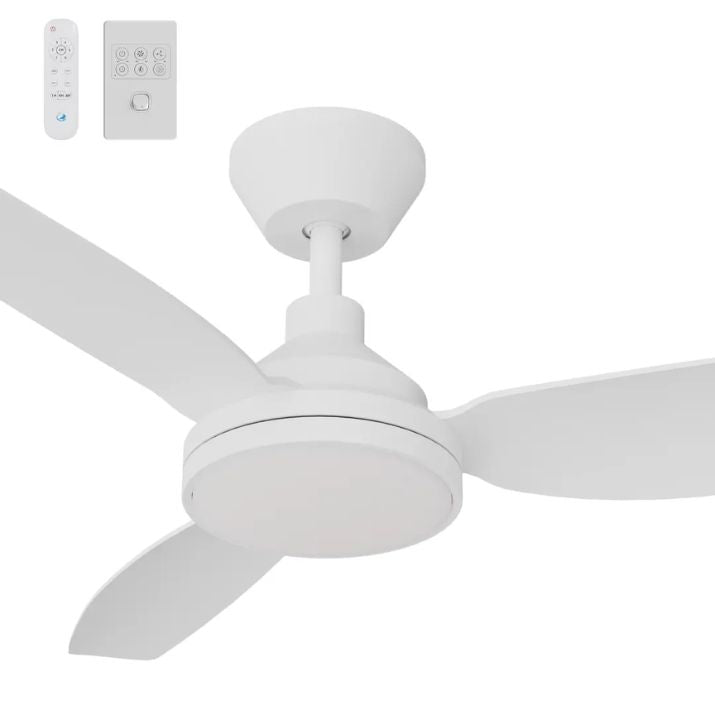Calibo Sora 52" DC Ceiling Fan with LED Light, Wall Control and Remote - White