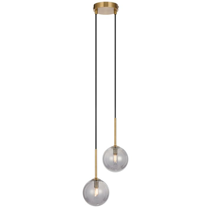 GASTON 2 Pendant Light - Antique Gold/Smoke