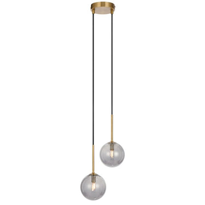 GASTON 2 Pendant Light - Antique Gold/Smoke