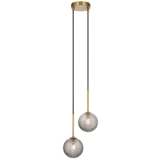 GASTON 2 Pendant Light - Antique Gold/Smoke Tear