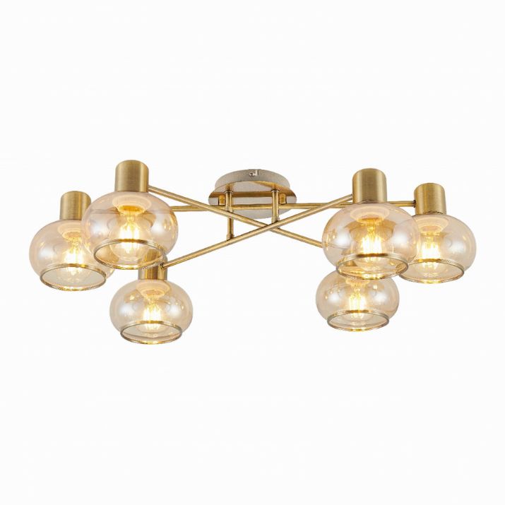 MARBELL 6 CTC Ceiling Light - Antique Brass / Amber