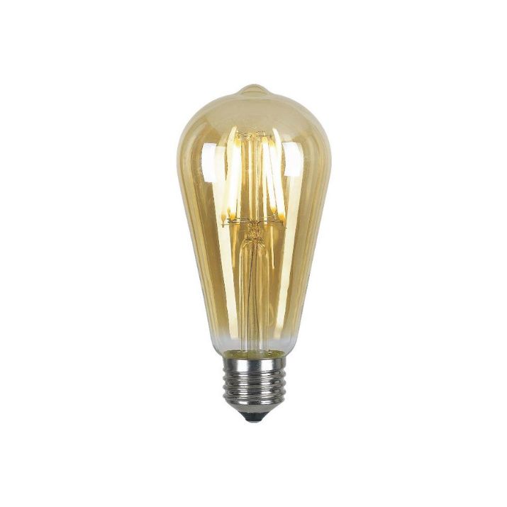 E27 ST64 4W LED Pilot Filament Globe Amber Non-Dimmable