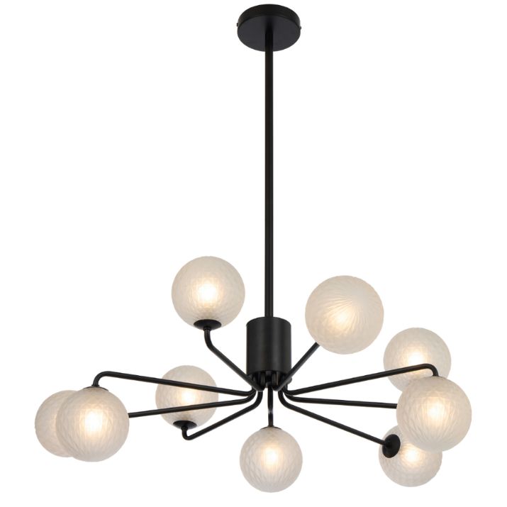 FELTON 9 Pendant Light - Black/Frost Tear