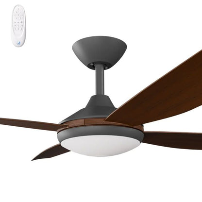 Calibo Vanga 56" DC Smart Ceiling Fan with LED Light and Remote Control - Black and Koa