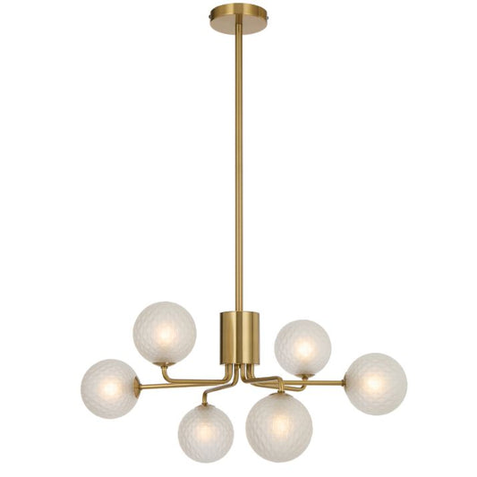 FELTON 6 Pendant Light - Antique Gold/Frost Tear