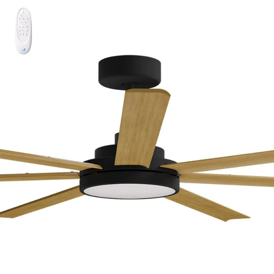 Calibo Alula 60" (1524mm) 7 Blade Indoor/Outdoor DC Ceiling Fan & Remote - Black & Teak