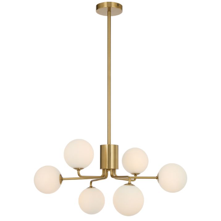 FELTON 6 Pendant Light - Antique Gold/Opal Matt