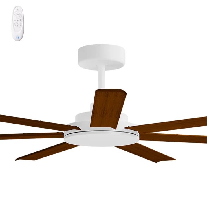 Calibo Alula 80" (2032mm) 7 Blade Indoor/Outdoor DC Ceiling Fan & Remote - White & Koa