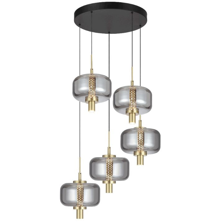 Volen 5 Bar Pendant Light - Black | Smoke