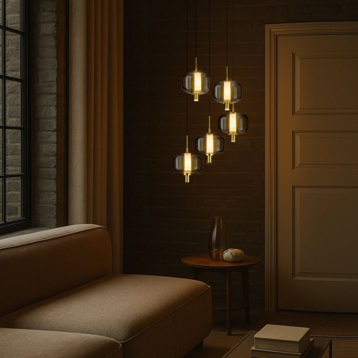 Volen 5 Bar Pendant Light - Black | Smoke