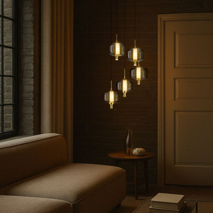 Volen 5 Bar Pendant Light - Black | Smoke
