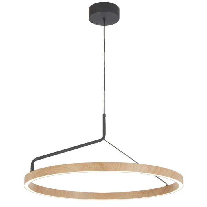 TRUVON 60CM Pendant Light - Black/Oak