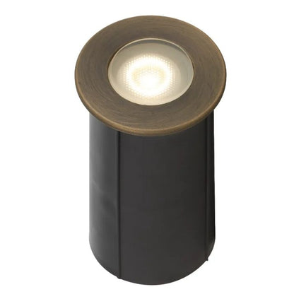 HALON 24V Brass Exterior LED Inground Light - Antique Brass
