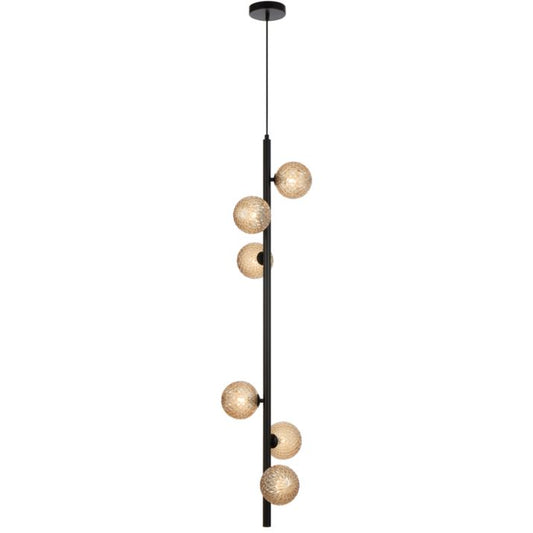 ELSON 6 Pendant Light - Black/Amber Tear