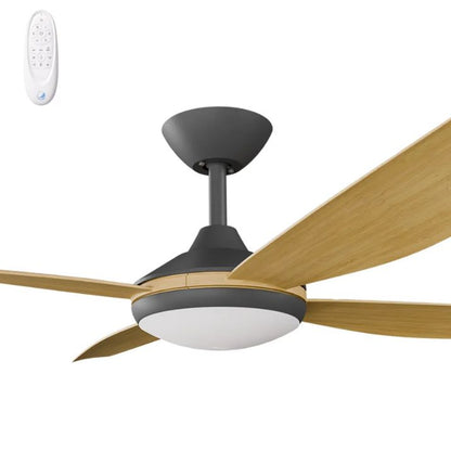 Calibo Vanga 56" DC Smart Ceiling Fan with LED Light and Remote Control - Black and Bamboo