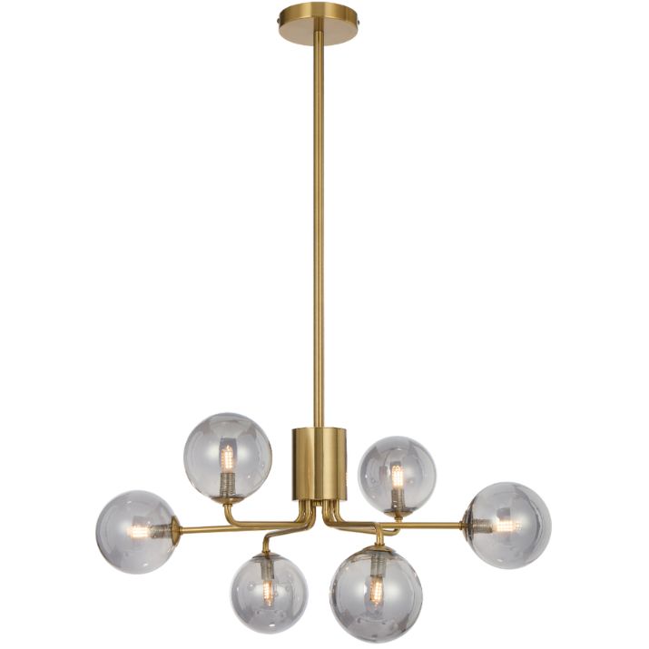 FELTON 6 Pendant Light - Antique Gold/Smoke