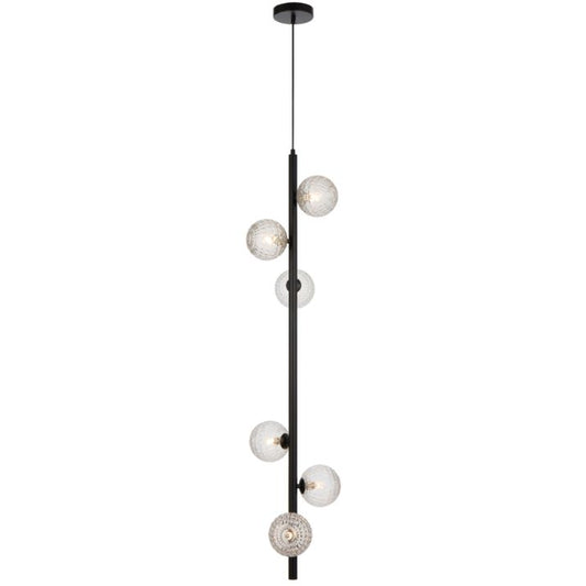 ELSON 6 Pendant Light - Black/Clear Prism
