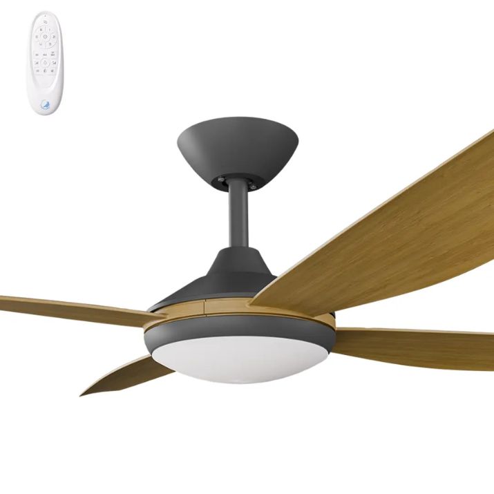 Calibo Vanga 56" DC Smart Ceiling Fan with LED Light and Remote Control - Black and Teak