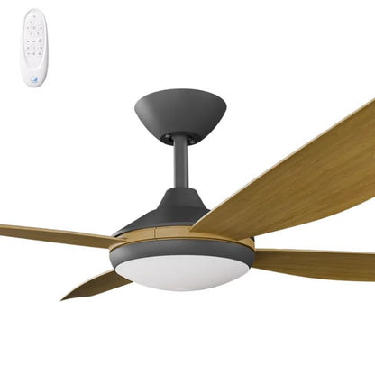 Calibo Vanga 56" DC Smart Ceiling Fan with LED Light and Remote Control - Black and Teak