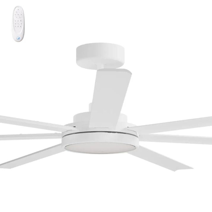 Calibo Alula 60" (1524mm) 7 Blade Indoor/Outdoor DC Ceiling Fan with 24W Light & Remote - White
