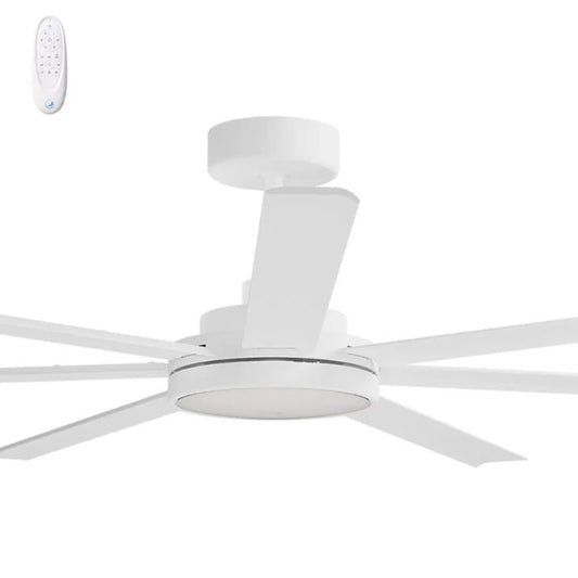 Calibo Alula 80" (2032mm) 7 Blade Indoor/Outdoor DC Ceiling Fan with 24W Light & Remote - White
