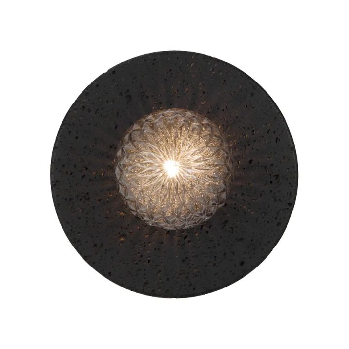 Varon Travertine Wall Light - Black | Smoke Tear