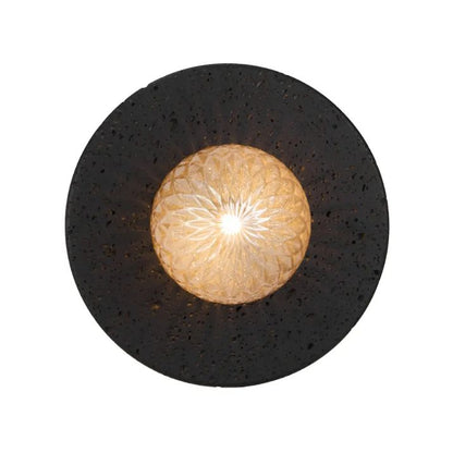 Varon Travertine Wall Light - Black | Amber Tear
