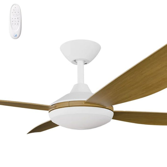 Calibo Vanga 48" DC Smart Ceiling Fan with LED Light and Remote Control - White and Teak