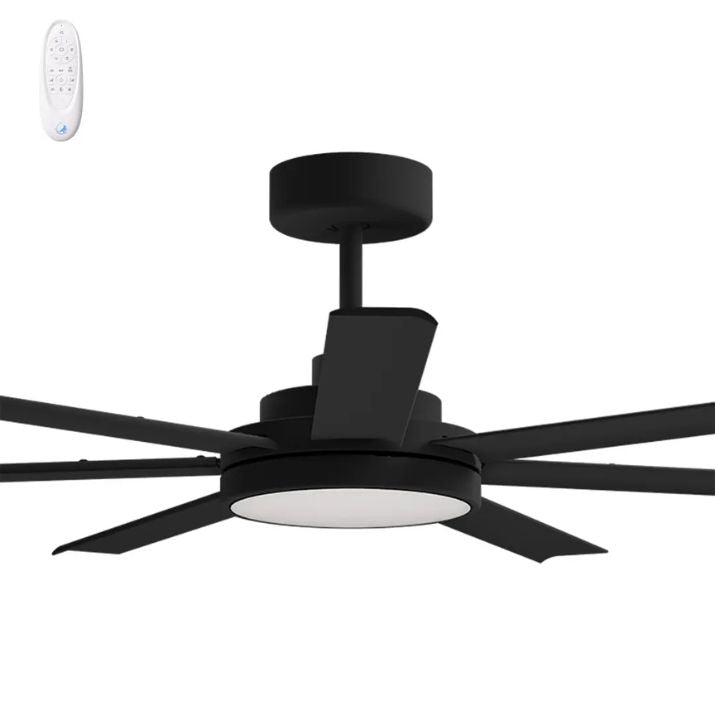 Calibo Alula 60" (1524mm) 7 Blade Indoor/Outdoor DC Ceiling Fan with 24W Light & Remote - Black