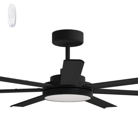 Calibo Alula 60" (1524mm) 7 Blade Indoor/Outdoor DC Ceiling Fan with 24W Light & Remote - Black