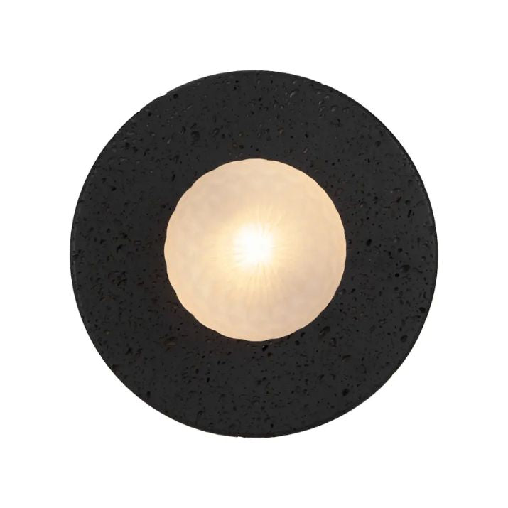 Varon Travertine Wall Light - Black | Frost Tear