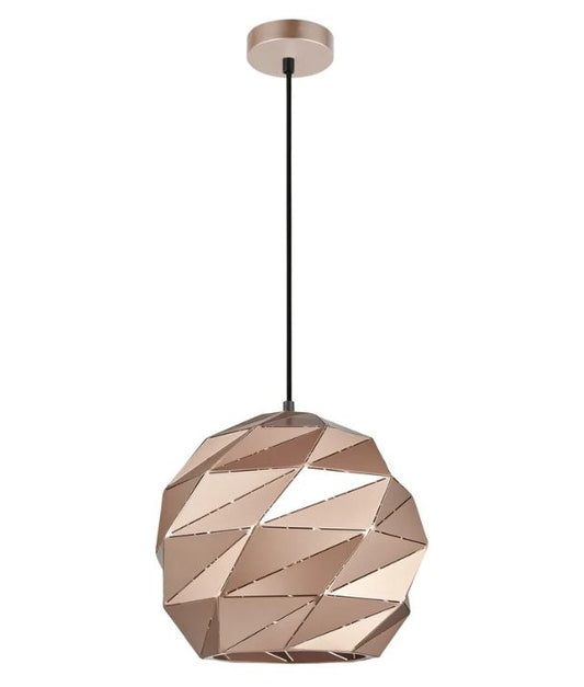 ORIGAMI: Interior Large Dome Carved Iron Origami Style Pendant Lights - Rose Gold