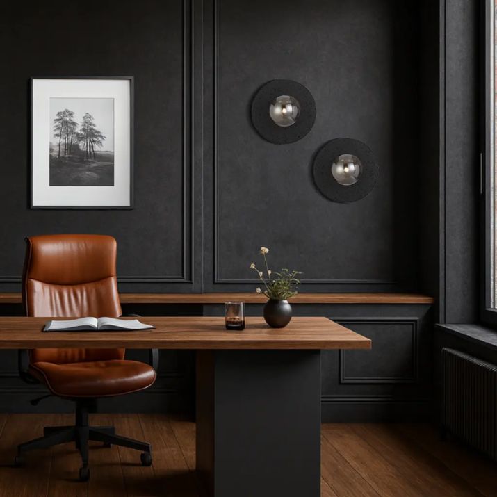 Varon Travertine Wall Light - Black | Smoke Tear