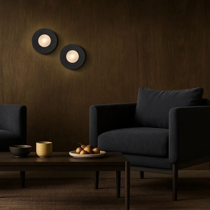 Varon Travertine Wall Light - Black | Smoke Tear