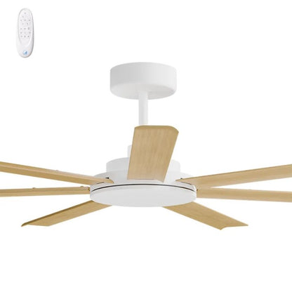 Calibo Alula 60" (1524mm) 7 Blade Indoor/Outdoor DC Ceiling Fan & Remote - White & Bamboo