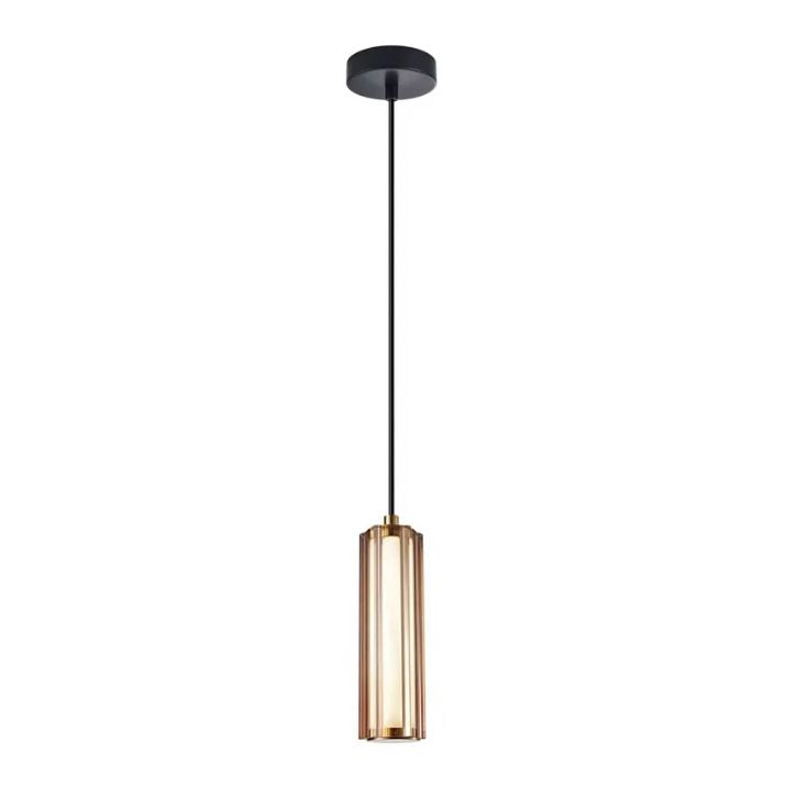 FRECCIA: Interior LED Tri-CCT Glass with Curve Cylinder Pendant Lights - Coffee Glass