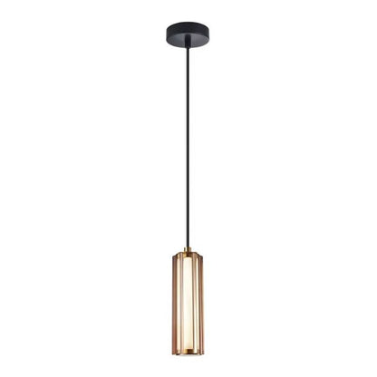 FRECCIA: Interior LED Tri-CCT Glass with Curve Cylinder Pendant Lights - Coffee Glass