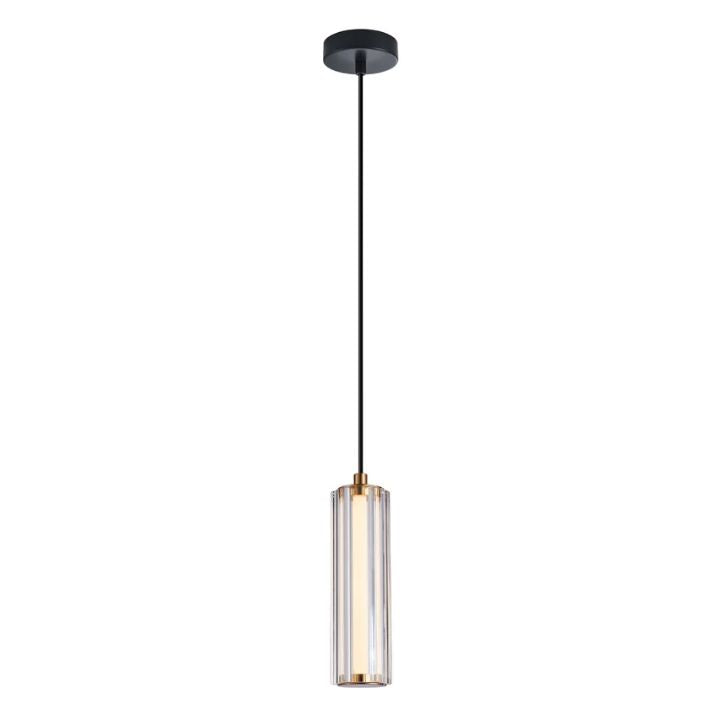FRECCIA: Interior LED Tri-CCT Glass with Curve Cylinder Pendant Lights - Clear Glass