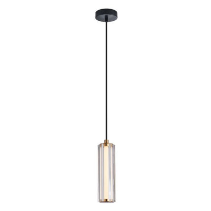 FRECCIA: Interior LED Tri-CCT Glass with Curve Cylinder Pendant Lights - Clear Glass