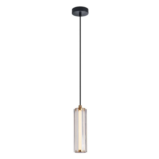 FRECCIA: Interior LED Tri-CCT Glass with Curve Cylinder Pendant Lights - Clear Glass
